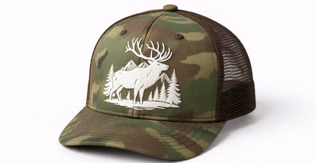 Smith Outdoors Ghost Elk Camo Trucker Hat – Woodland Camo