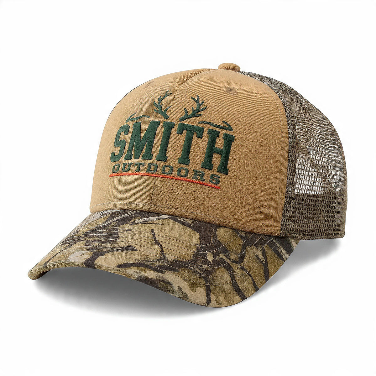 Smith Outdoors Signature Camo Bill Trucker Hat - Antler Logo